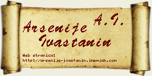 Arsenije Ivaštanin vizit kartica
